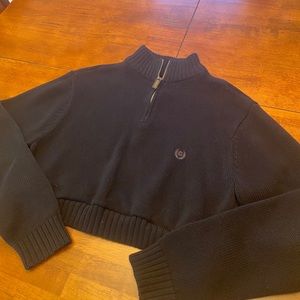 Chaps Cropped Quarter Zip Sweater